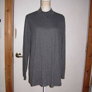 LOGO Layers Gray Ribbed Mock Neck Top XL